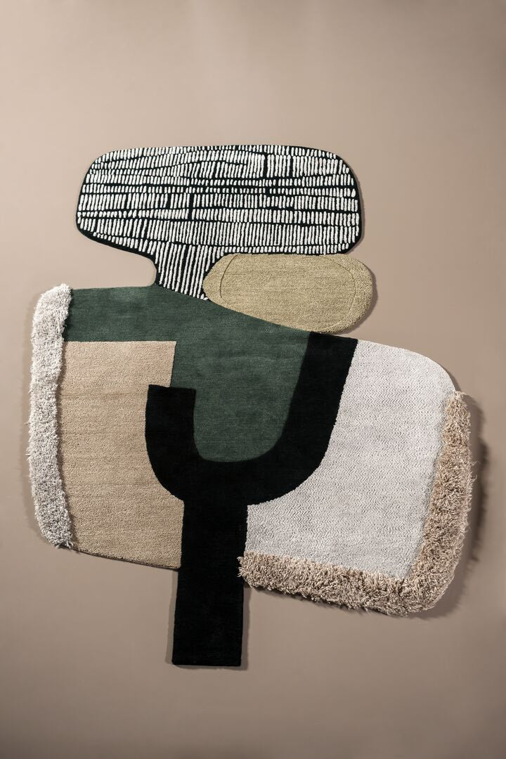 Abstract textured rug with modern shapes 