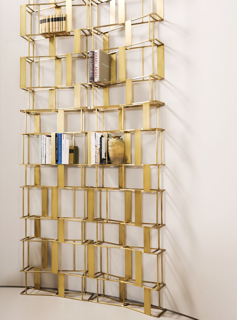 Brass gold geometric shelf art