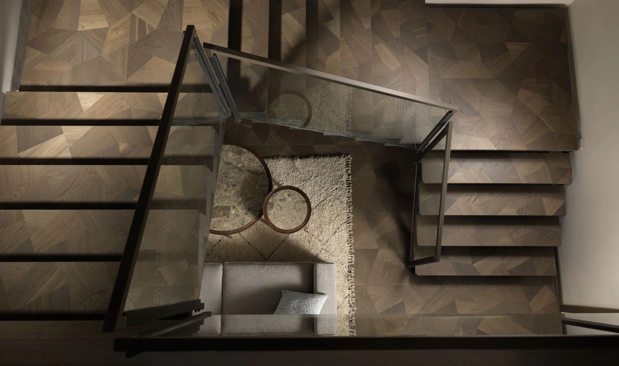 Staircase with modern design wood parquet special 