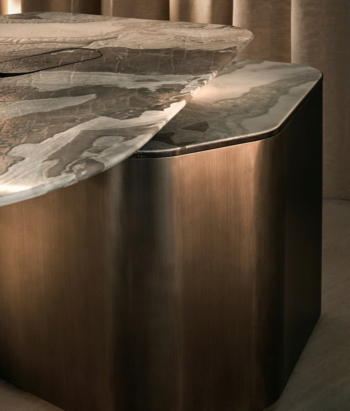 Marble countertop and brass cabinet kitchen