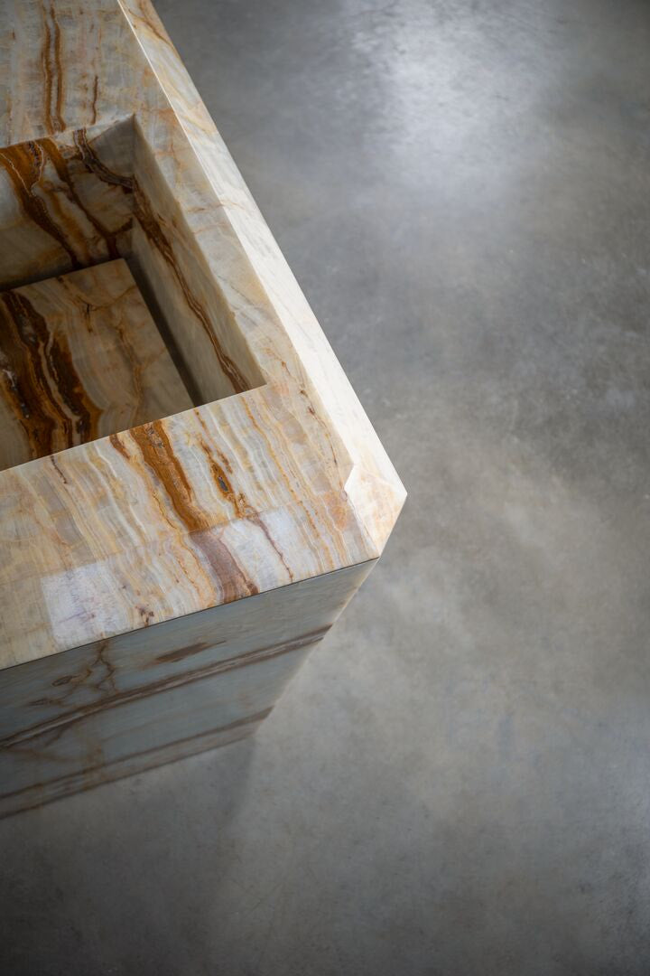 Marble kitchen island countertop and sink