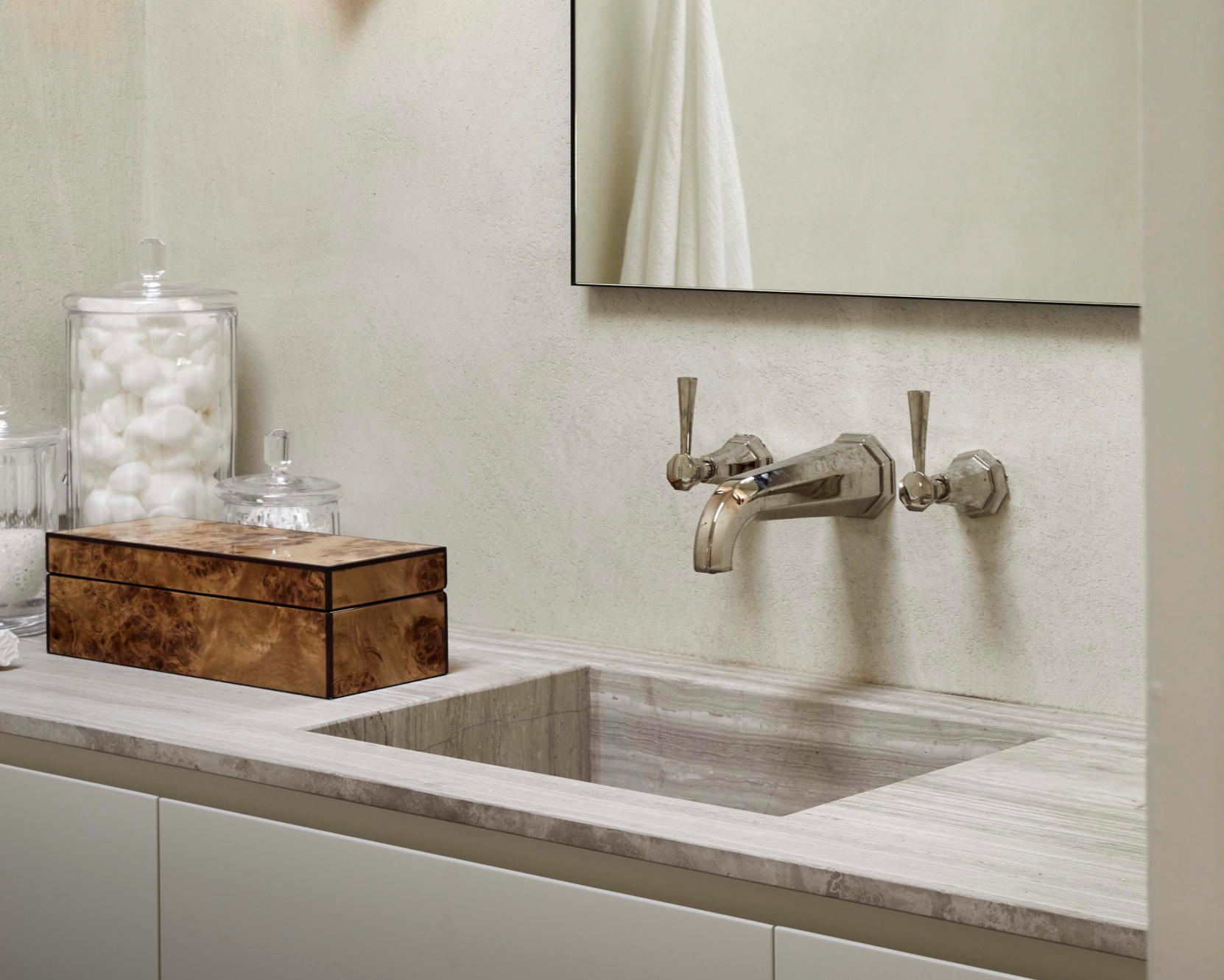 Wall mounted art deco modern three hole tap