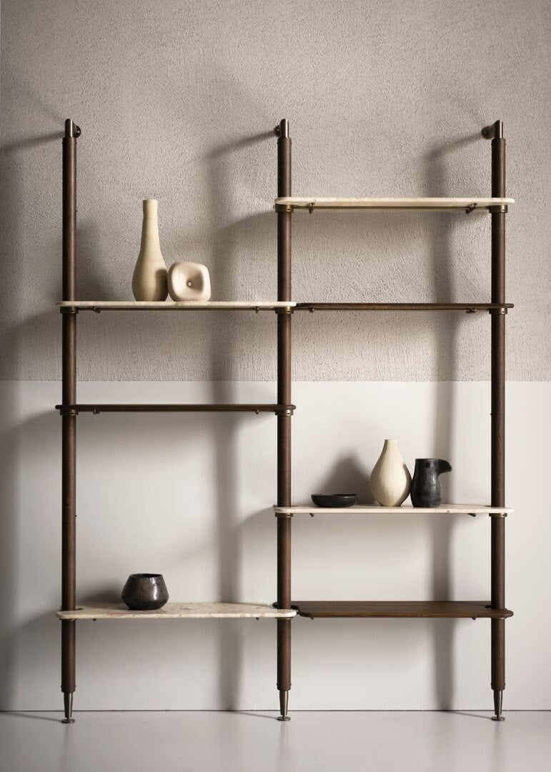Wood and marble wall shelf in modern minimalist design